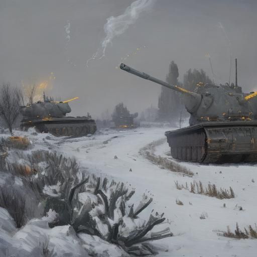 Expressionist Tanks in Snow: Life and Death Allegory