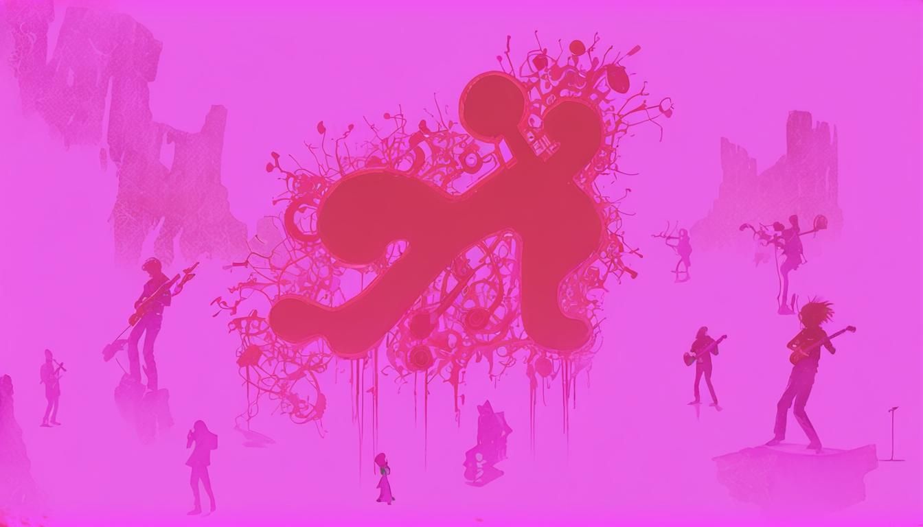 Surreal Rock Band Performance in Dreamlike Labyrinth