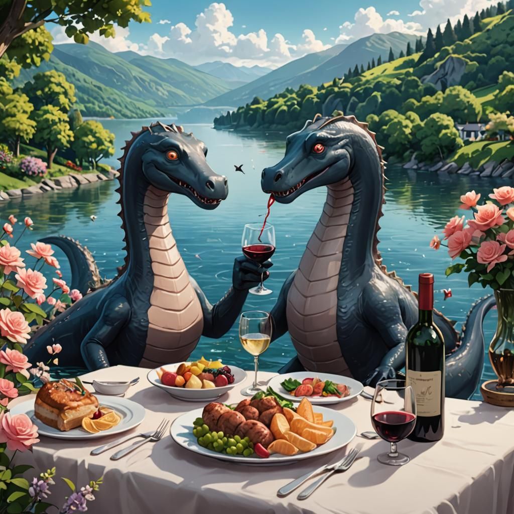 Romantic Loch Ness Monsters Date in Floral Setting