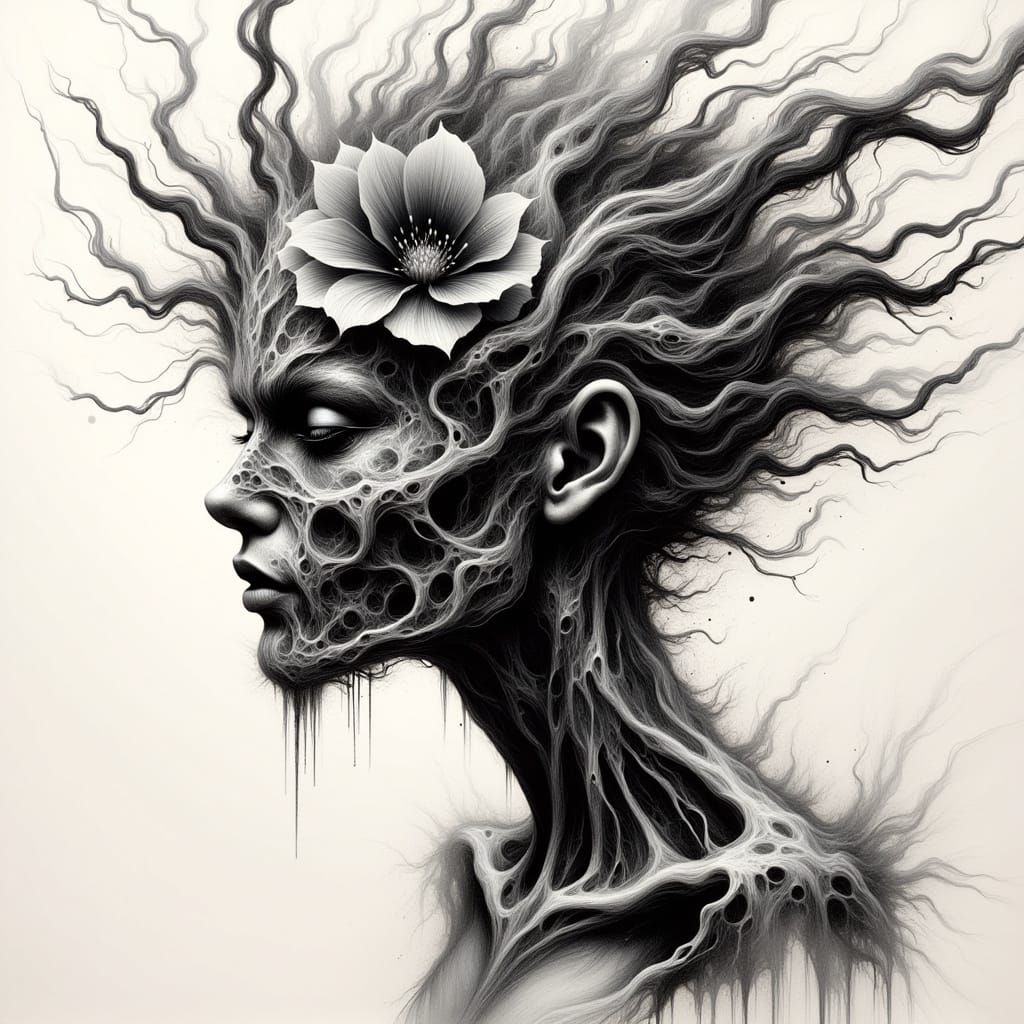 Ethereal Smoke Forms in Morbid CGI Crosshatching