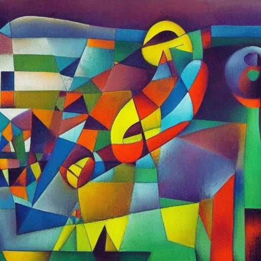 Surreal Confrontation: Expressionist Art in Vibrant Colors