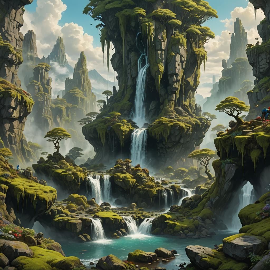 City in Stone Hands: Fantastical Matte Painting