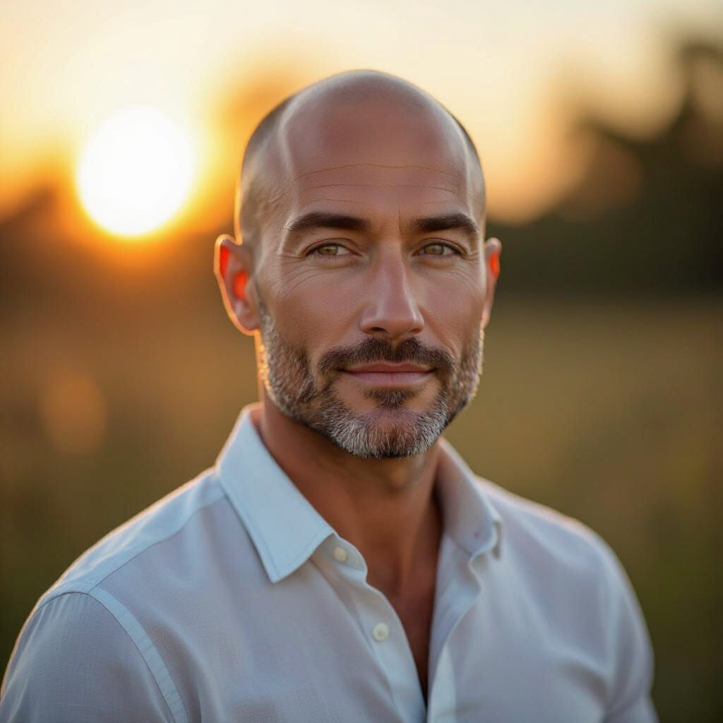 Bald Man in Golden Hour Light