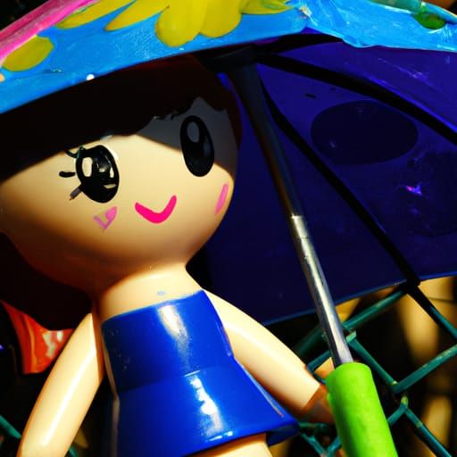 Surreal Still Life of a Colorful Doll Under Vibrant Sunlight