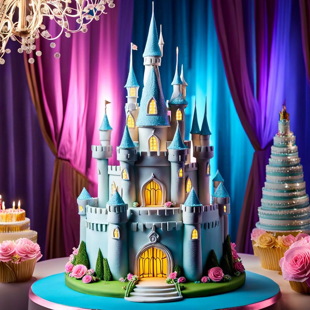 Fairytale Castle Cake Sculpture in Pastel Colors