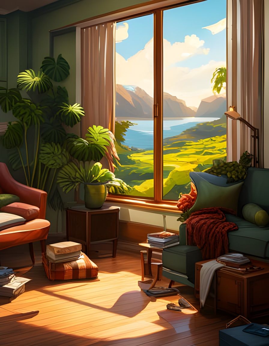 Living Room with a Fantasy View in Unreal Engine