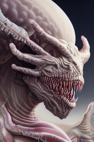 Gigantic Albino Axolotl in Psychedelic Digital Art