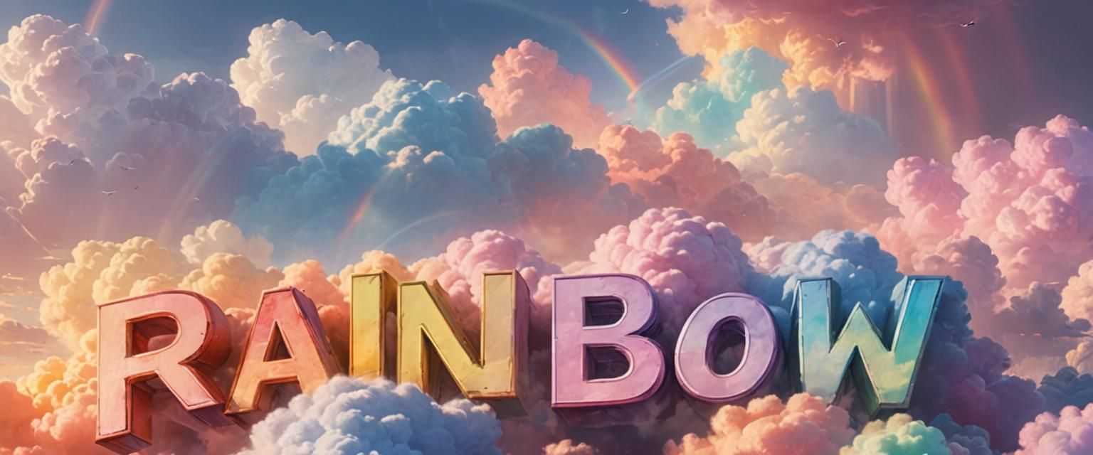 Rainbow Spelled Across Sky in Fantasy Concept Art
