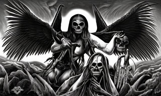 Doom Metal Album Cover: Angels vs. Demons