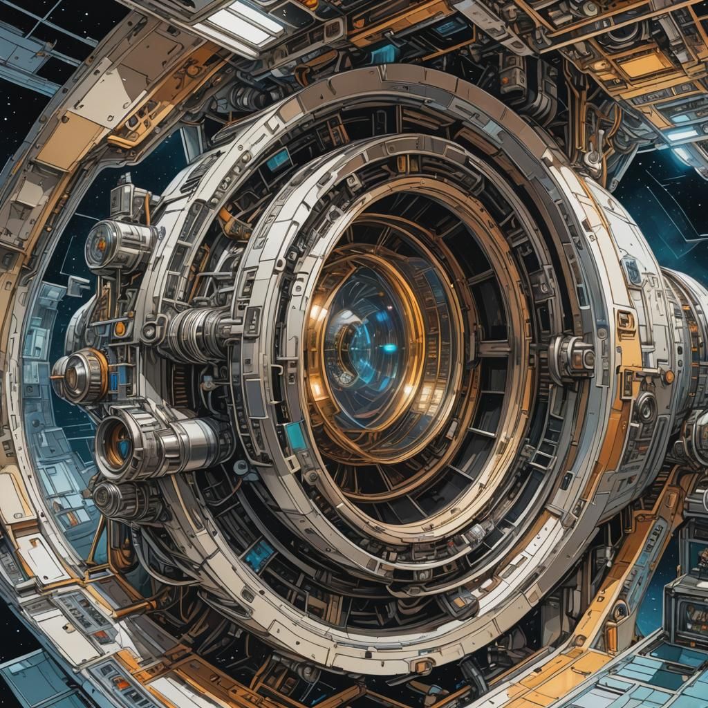 Futuristic Spacecraft Engine in Vivid, Layered Detail