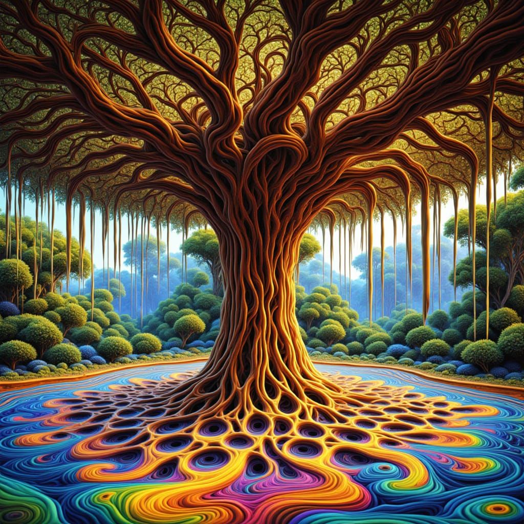 Curlicue Treehouse Art Installation in Sunlight