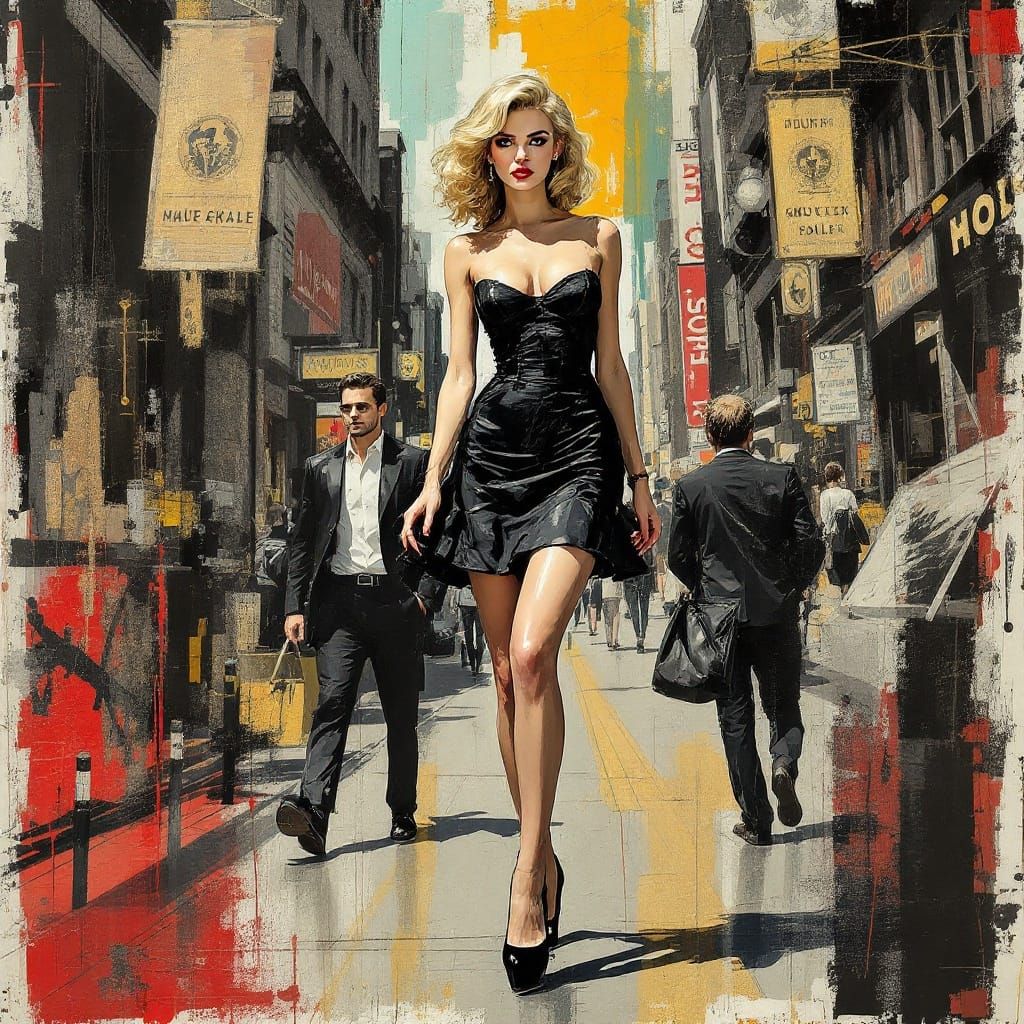 1950s Pin-Up in Neo-Expressionist Style