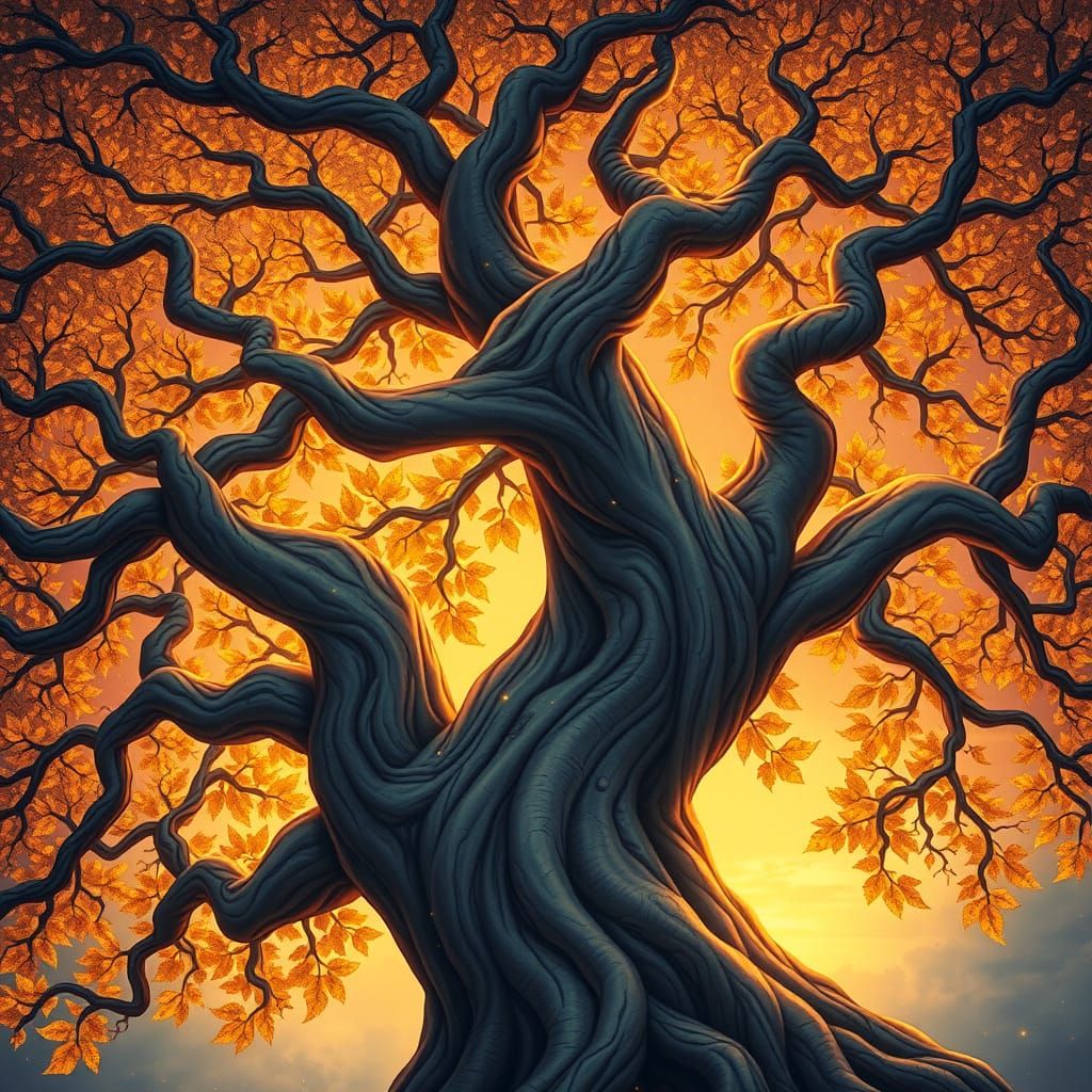 Surreal Tree of Eternal Youth and Whispers of Wishes in Drea...