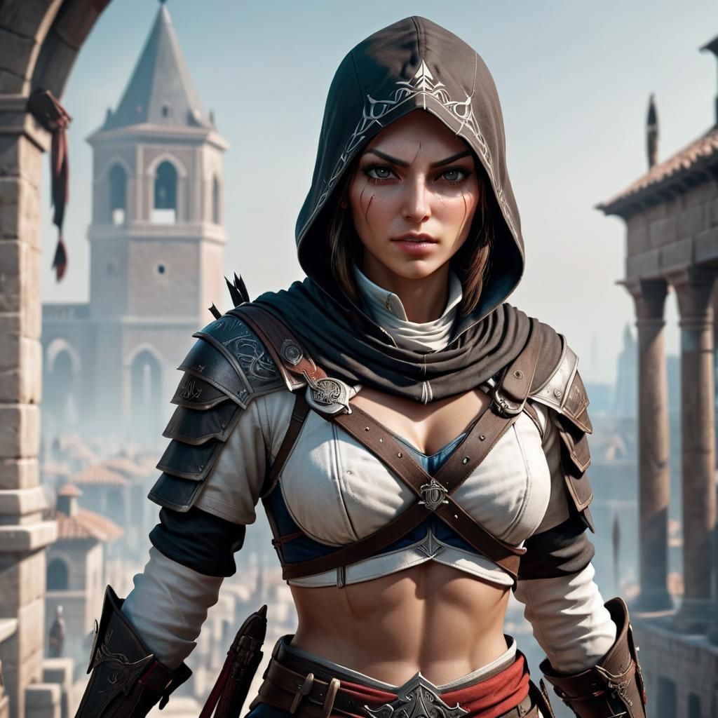 Beautiful Female Assassin Warrior in Dark Fantasy