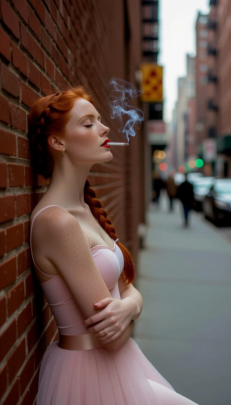 Ballet Dancer Smoking in NYC Alley Portrait
