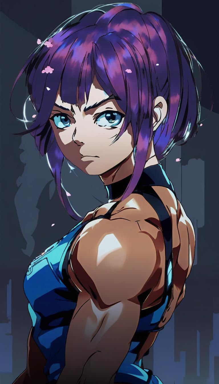 Super Bulky Female Bodybuilder in Anime Style