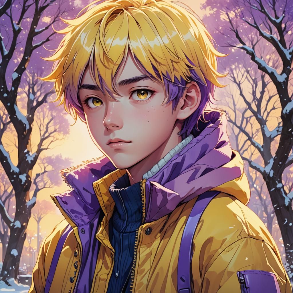Boy in Yellow Jacket: Vibrant Anime Style Illustration