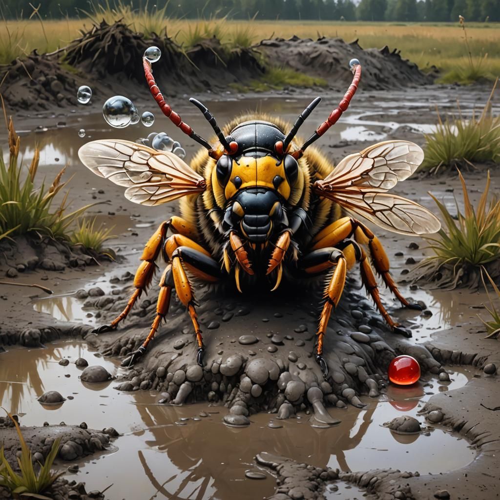 Gigantic Hornet Emerges in Rembrandt Style Painting