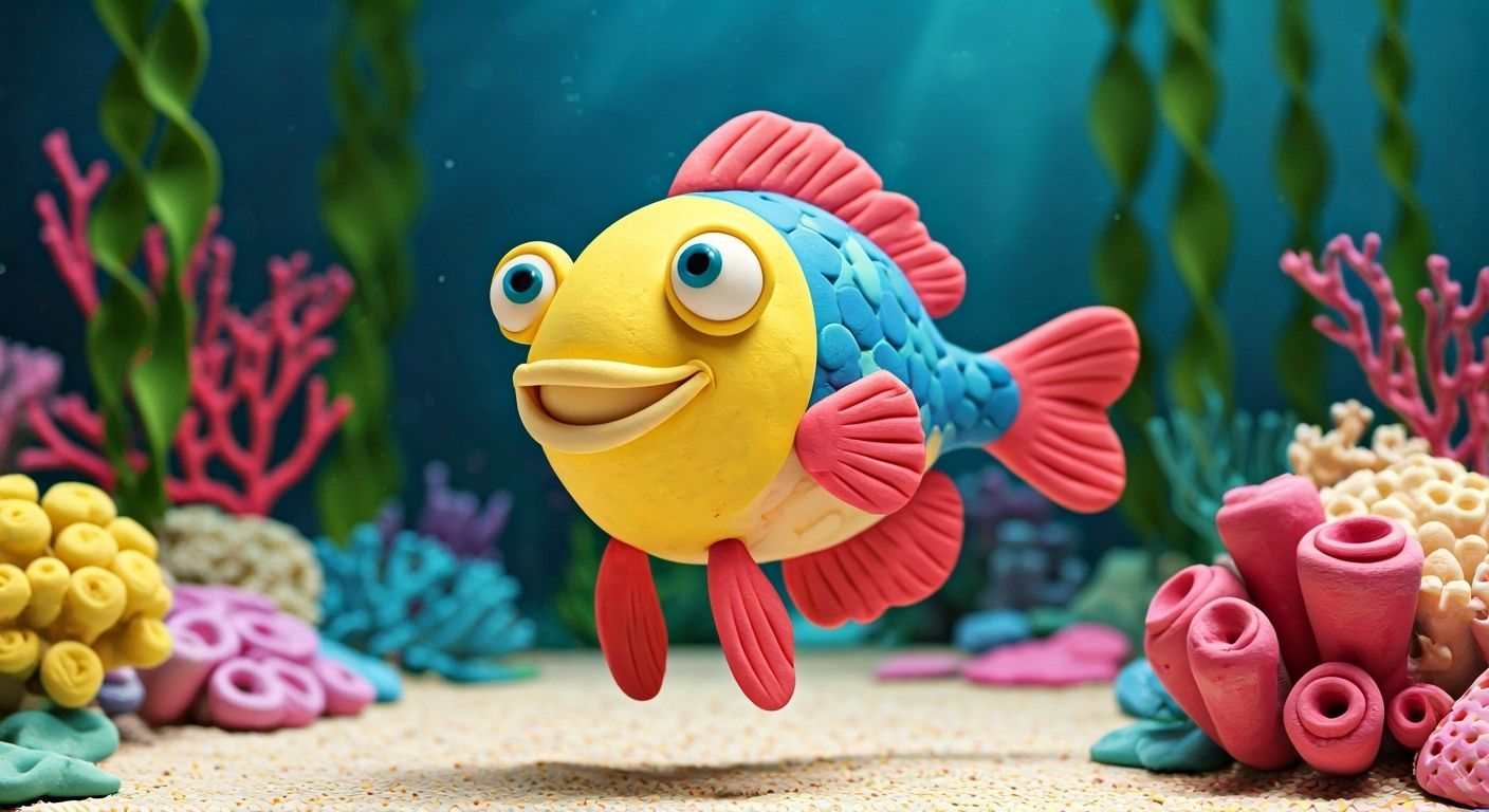 Colorful Claymation Fish in Clay Ocean