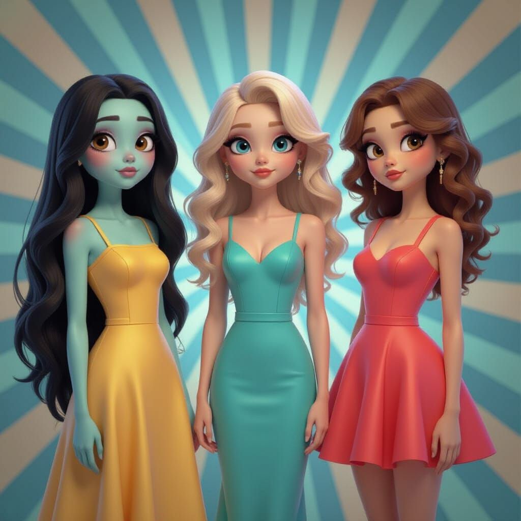 Zombie Teens at Prom in Vibrant 3D Digital Art Style