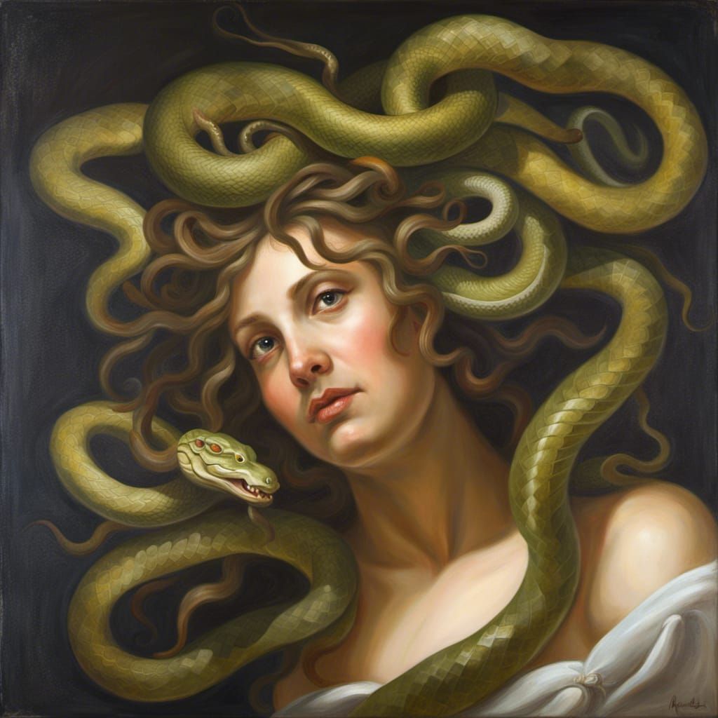 Medusa with Snakes, Neoclassical Portrait