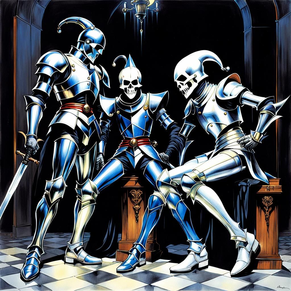 Knight, Jester, and Death in Biomechanical Style