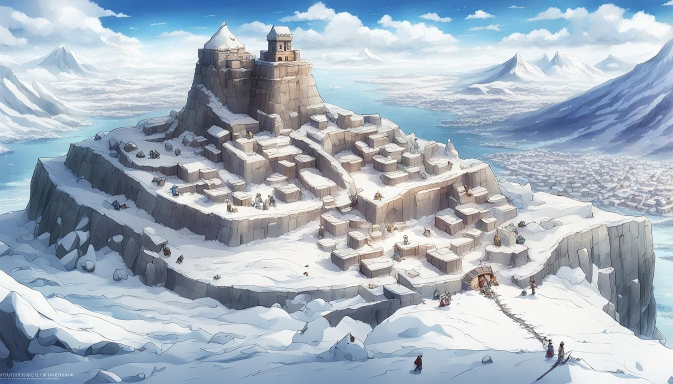 Antarctic Fortress: Anime-Inspired Stone Citadel