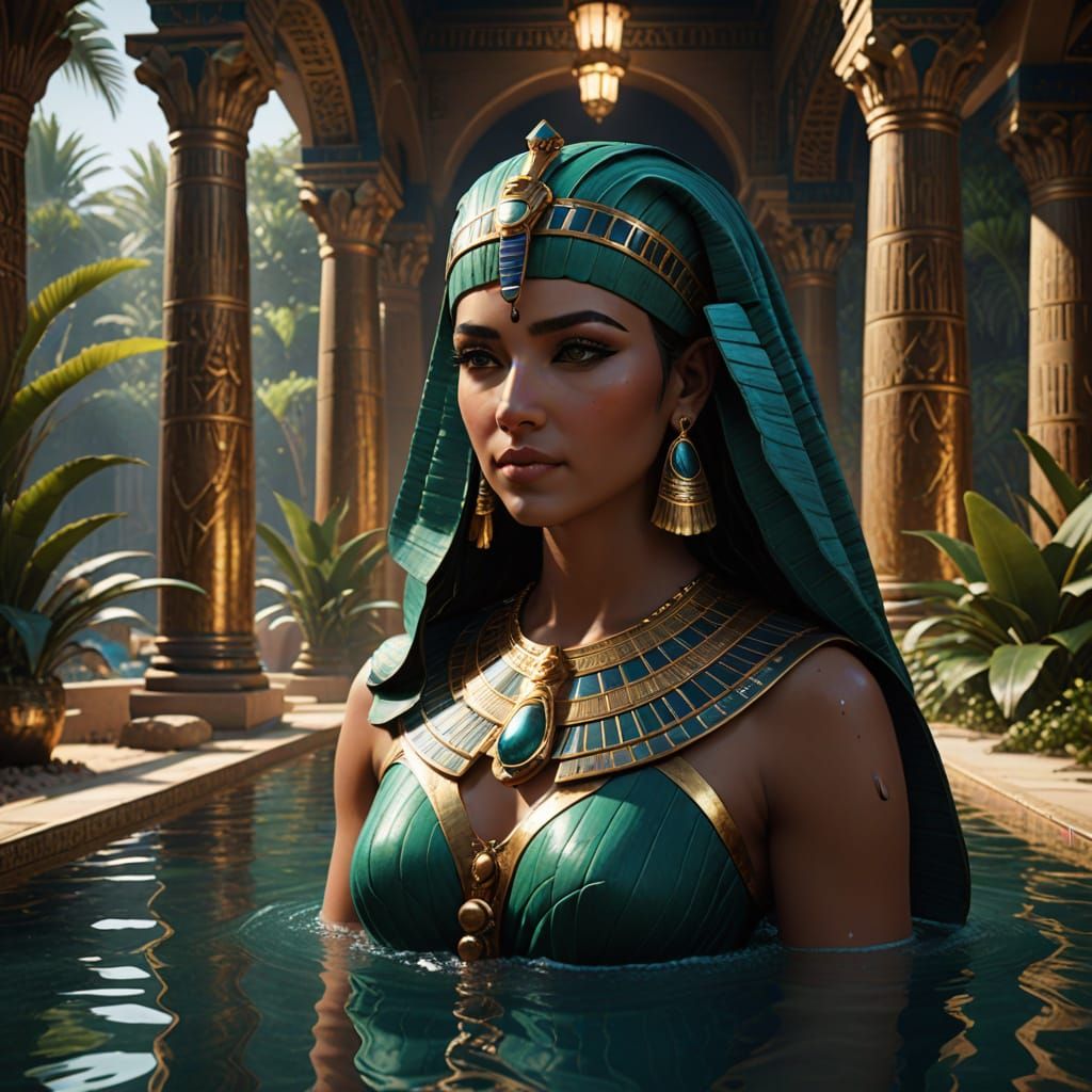 Regal Egyptian Queen Basks in Opulent Luxury