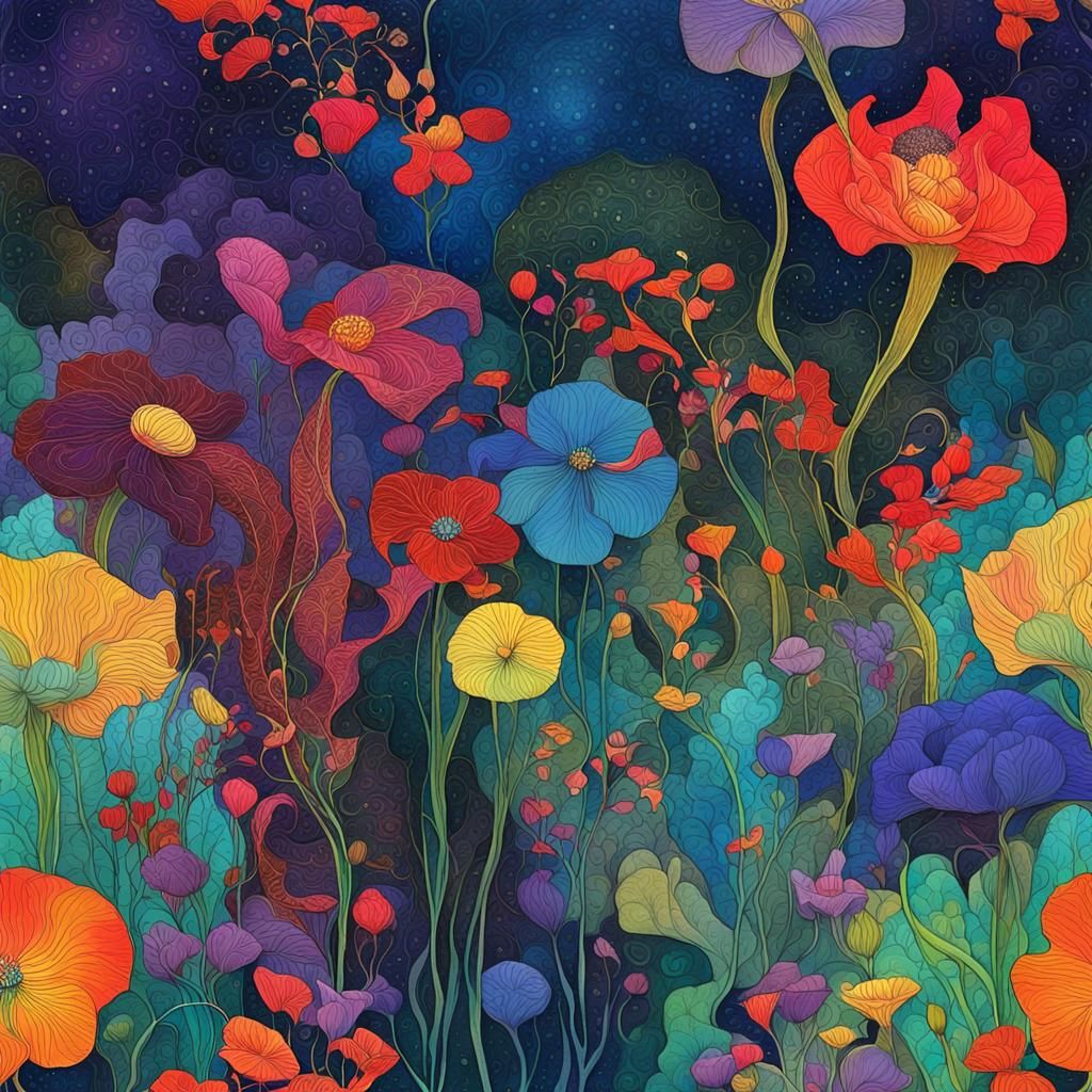 Extravagant Floral Art: Detailed Matte Painting