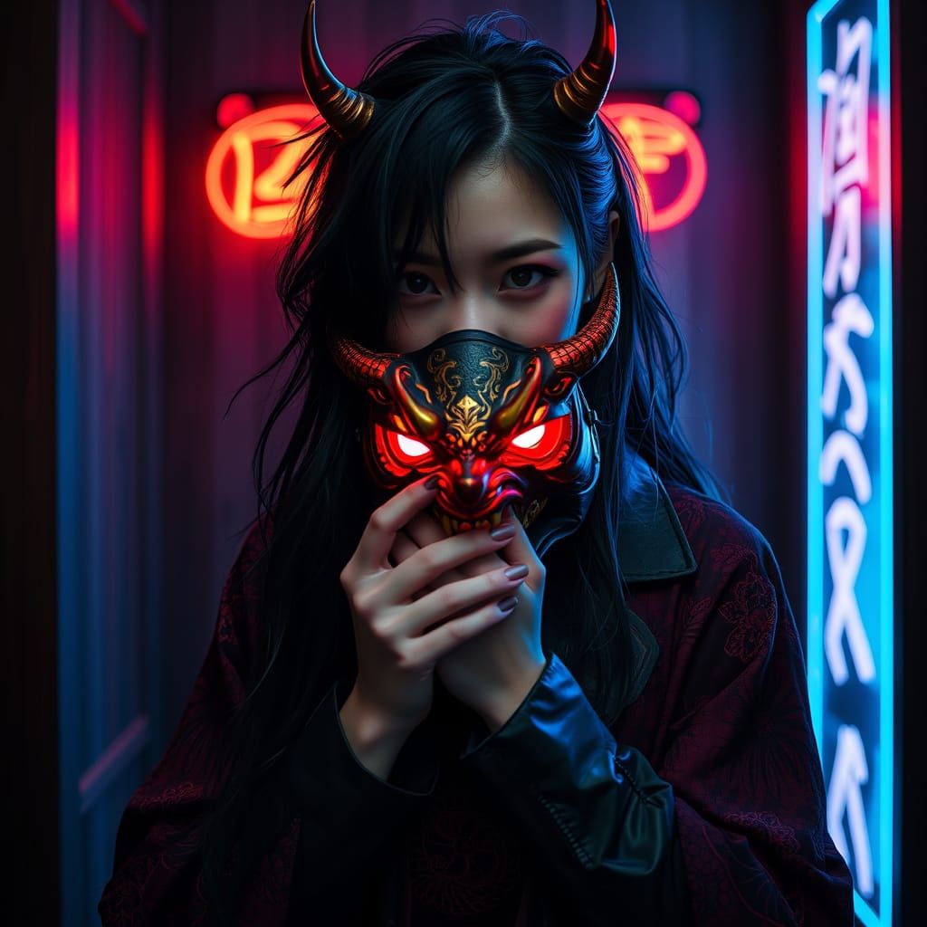 Cyberpunk Goddess of Haunted Shrine