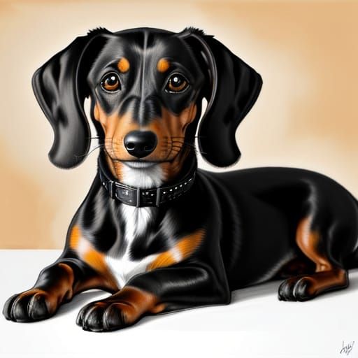 Dachshund in Expressionist Oil Painting Style