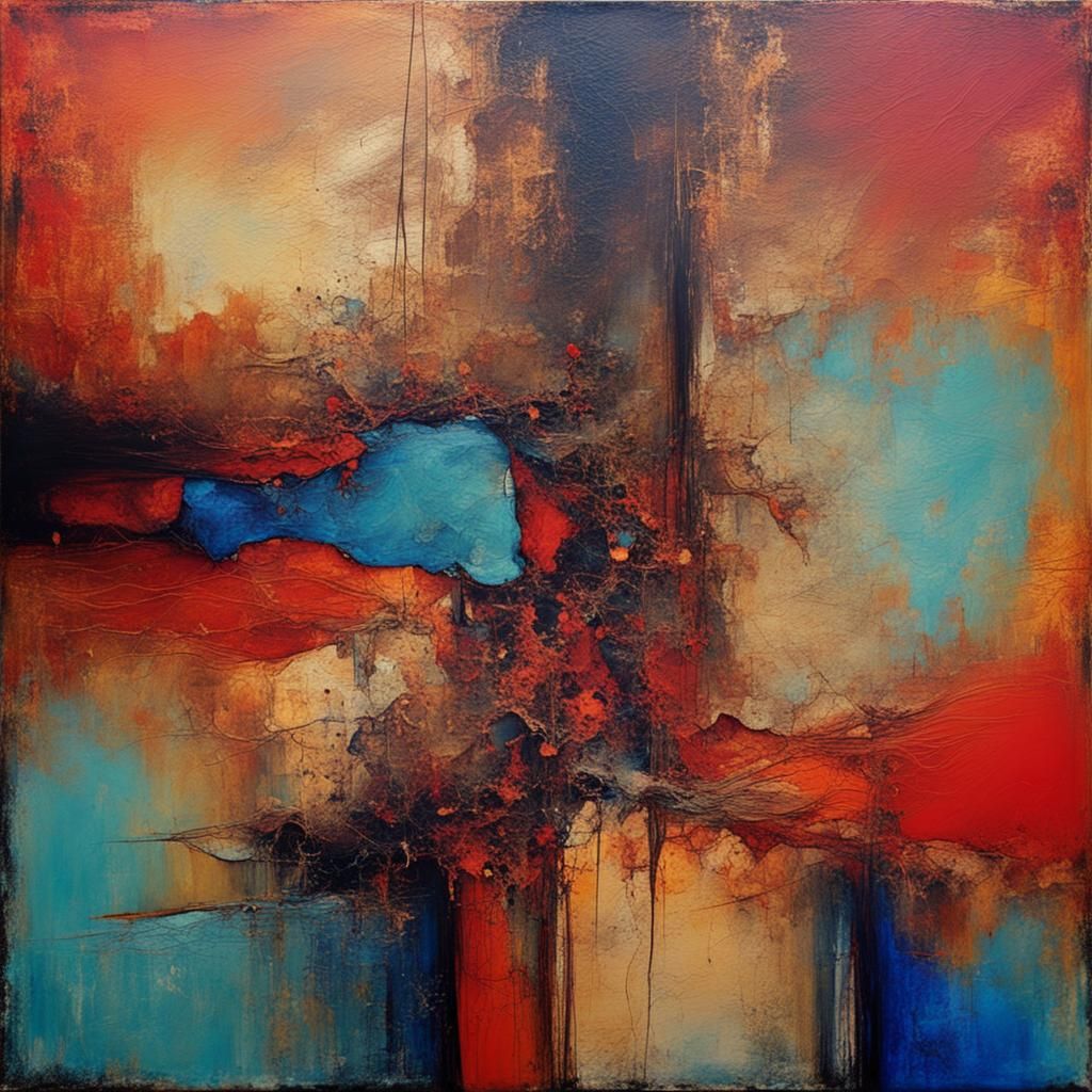 Introspective Abstract Art with Complementary Colors