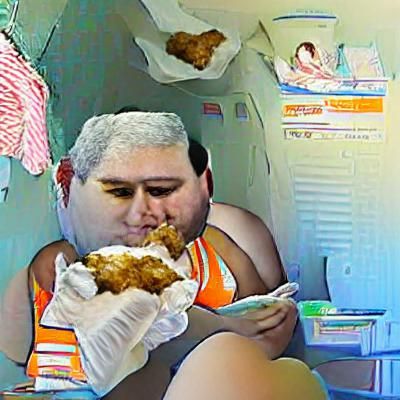 Person Eating Fried Chicken