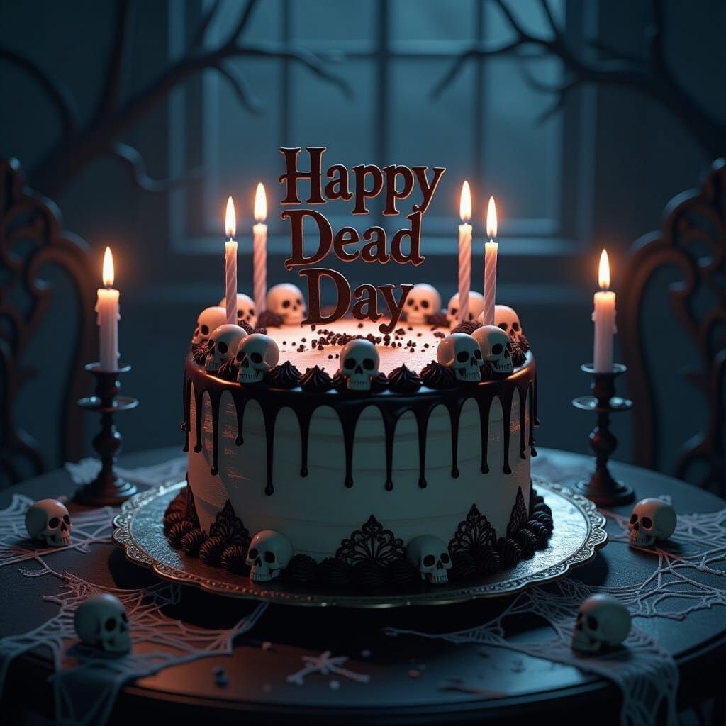 Haunted Birthday Cake with Spooky Decorations