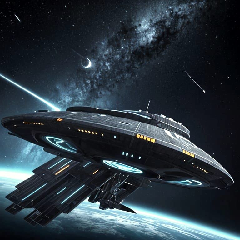 Spaceship Navigates Asteroid Field