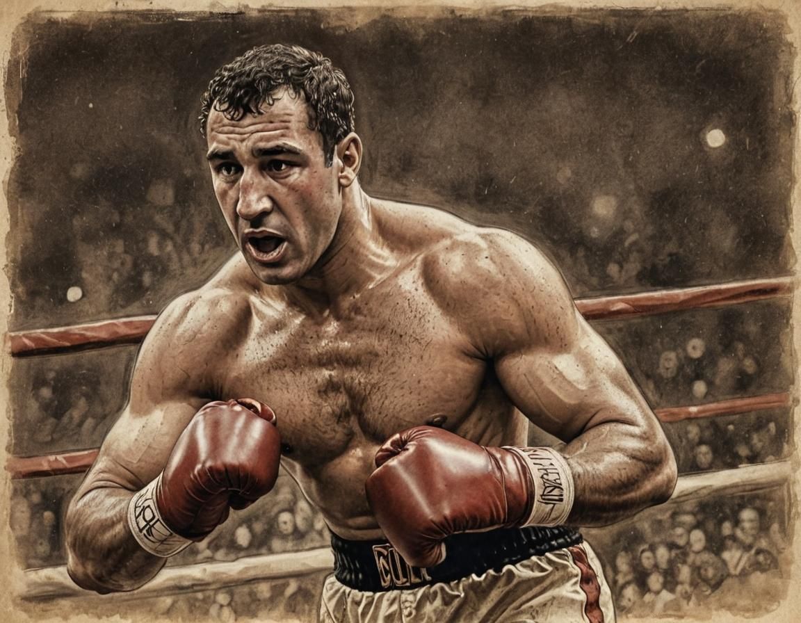 Rocky Marciano Uppercut: Vintage Film Noir Illustration