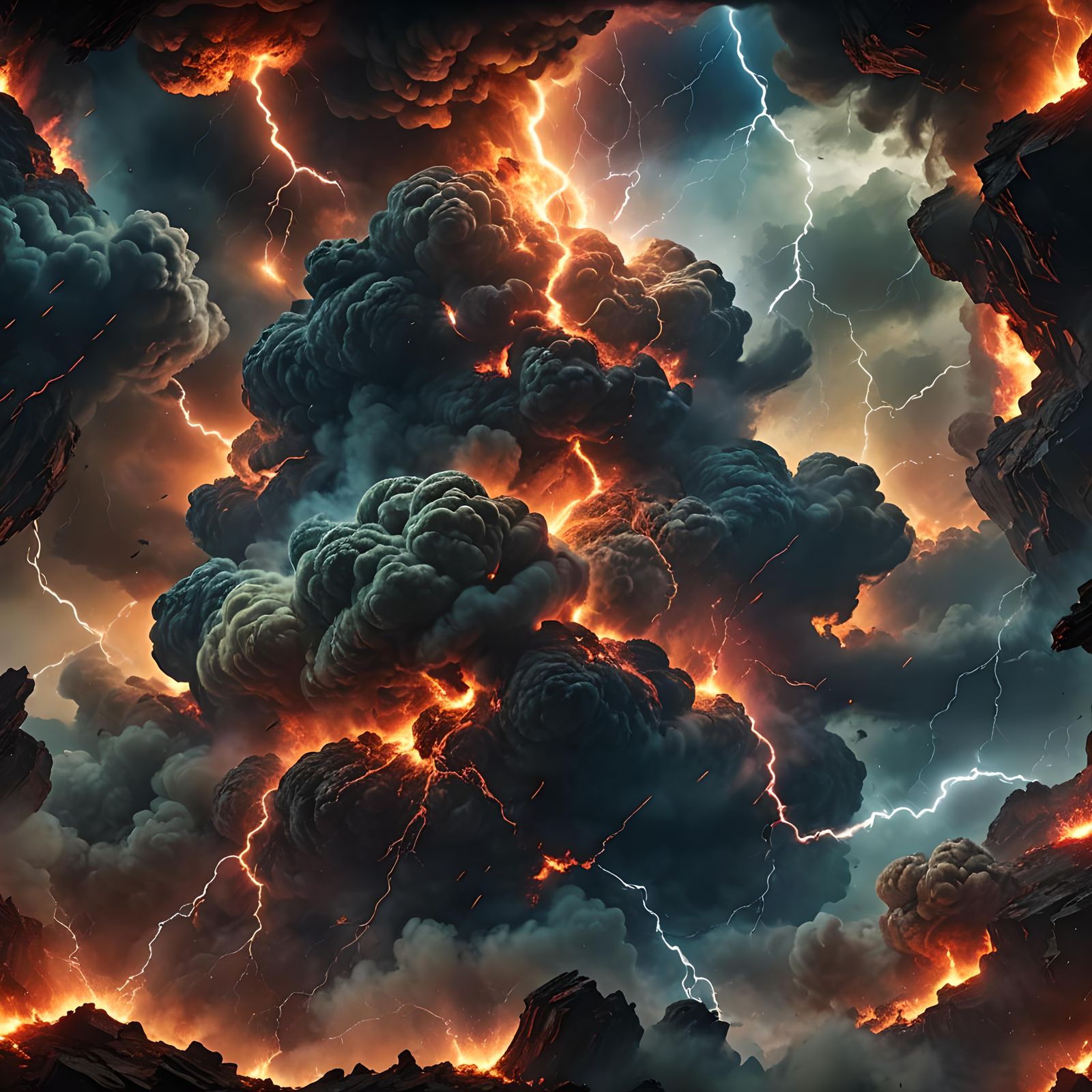 Burning Planet Engulfed in Flames and Thunder