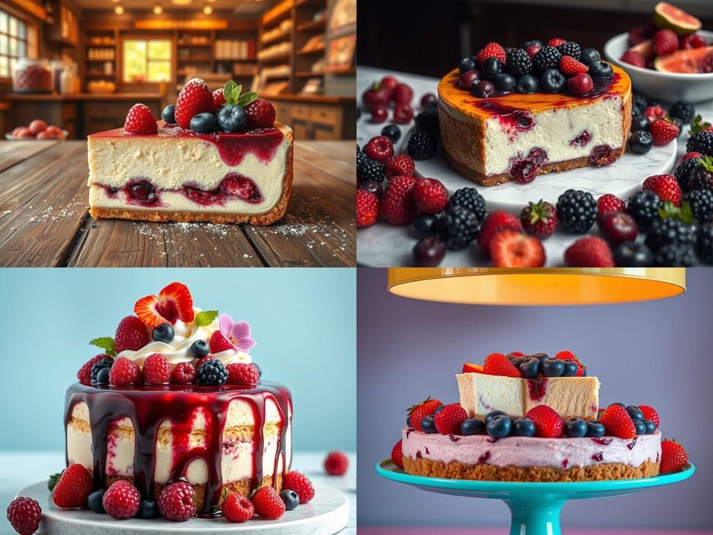 Decadent Sweet Cheesecake with Luscious Berry Toppings