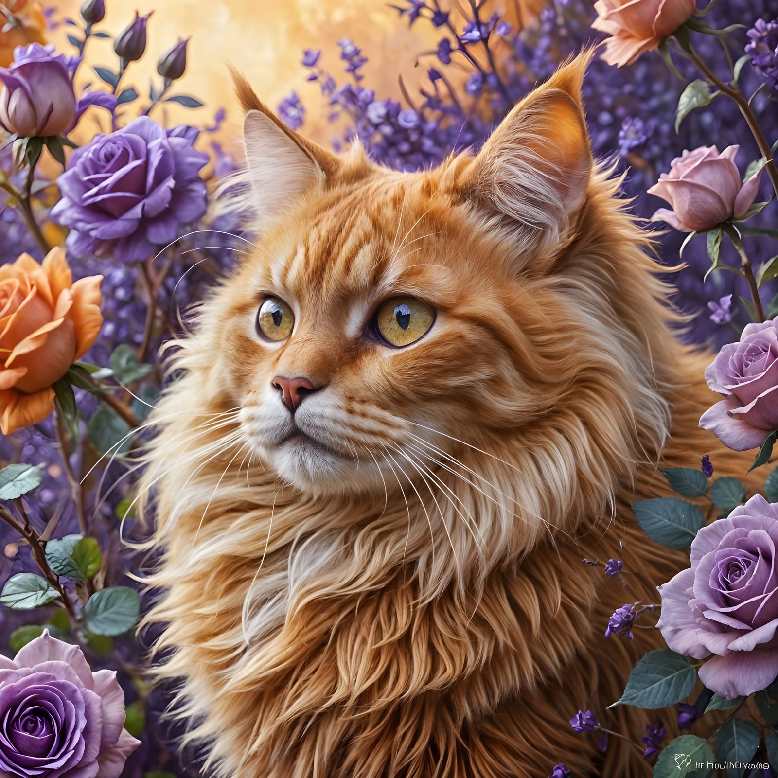 Whimsical Cat Hides in Vibrant Roses