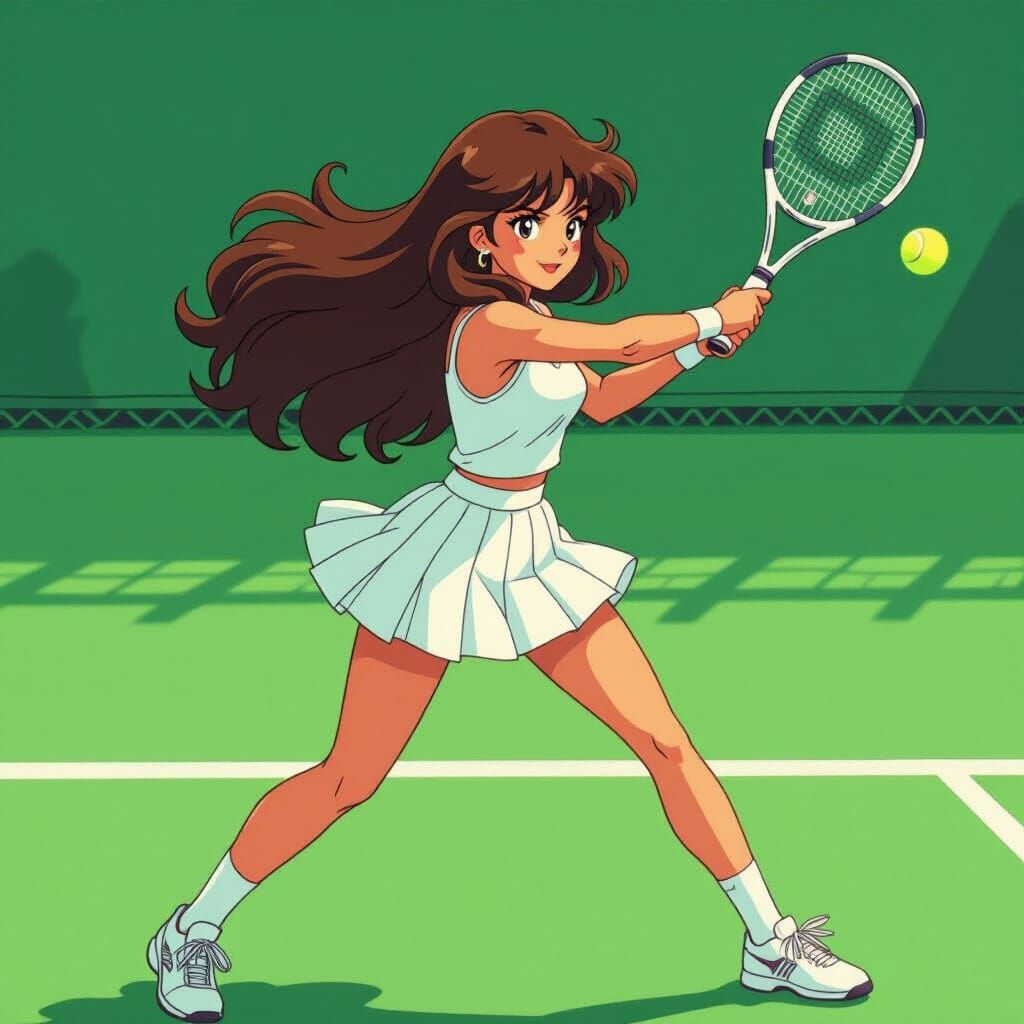 Tennis Player in Motion: Vibrant Animated Style