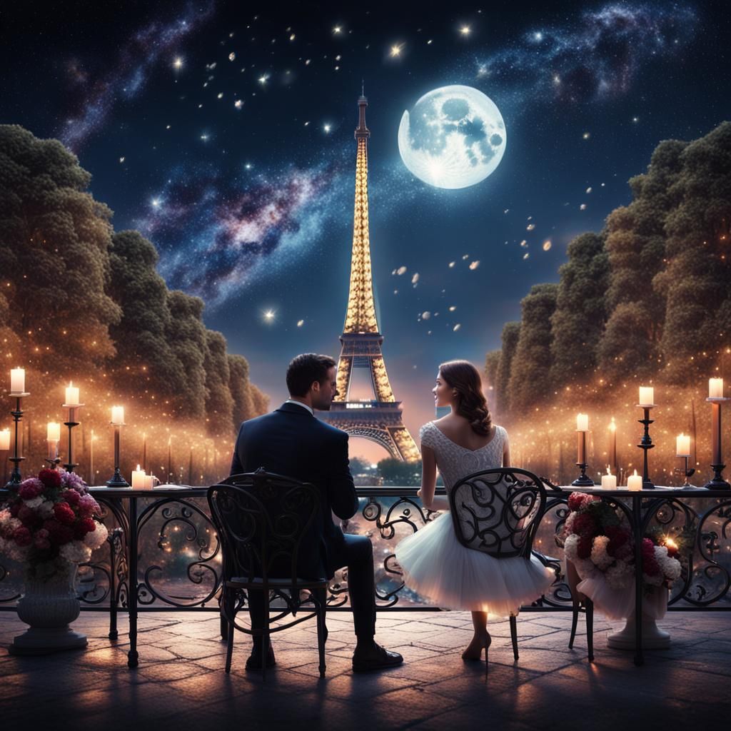 Romantic Paris Date Night Under Moonlight