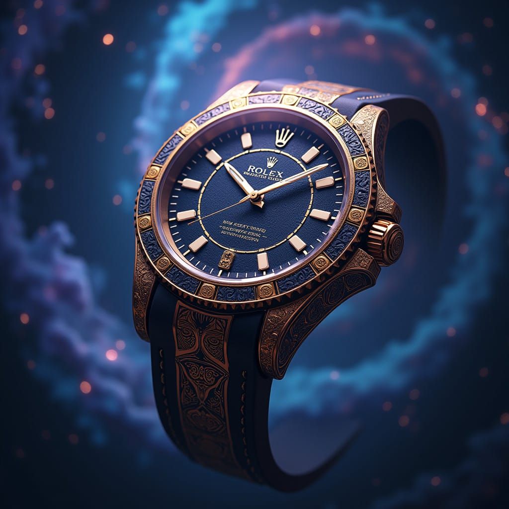 Luxurious Futuristic Rolex Watch in Fantasy Concept Art Styl...