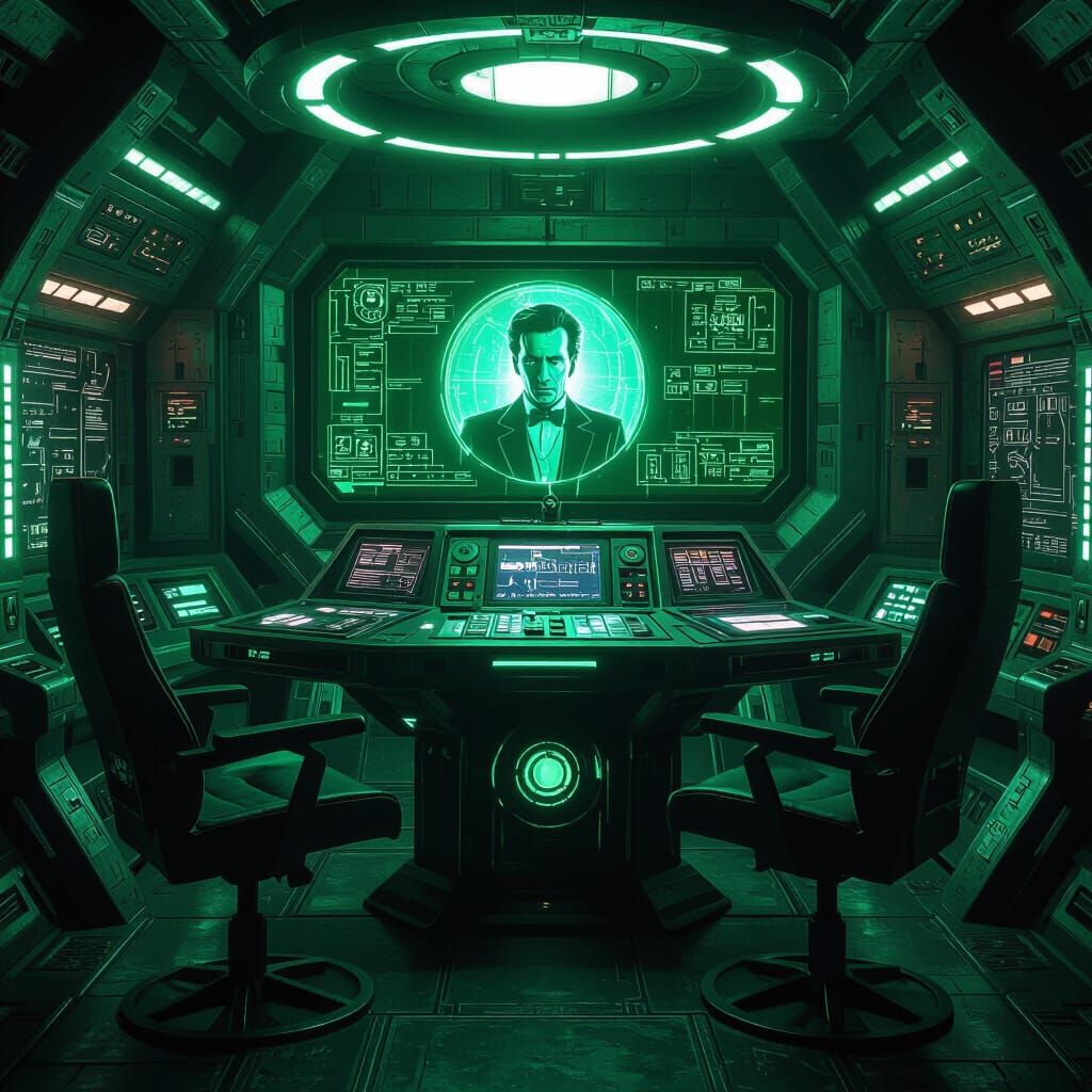 Biomechanical TARDIS Console Room with Neon Glow