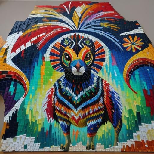 Vibrant Mosaic Patchwork in Expressionist Style