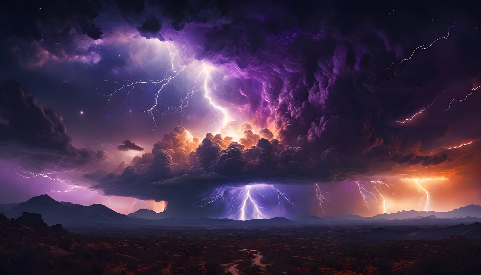 Dramatic Galaxy Lightning Storm in Digital Painting