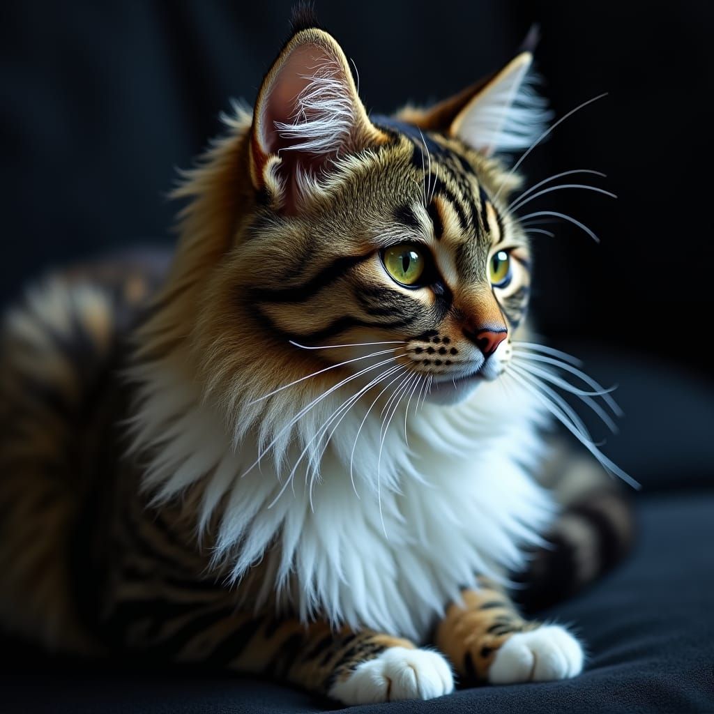 Detailed Angora Cat Portrait in Hyperrealistic Style