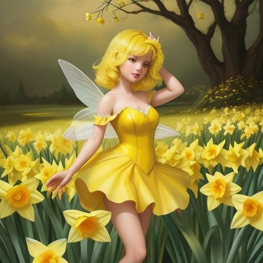 Enchanting Daffodil Fairy in a Floral Fantasy