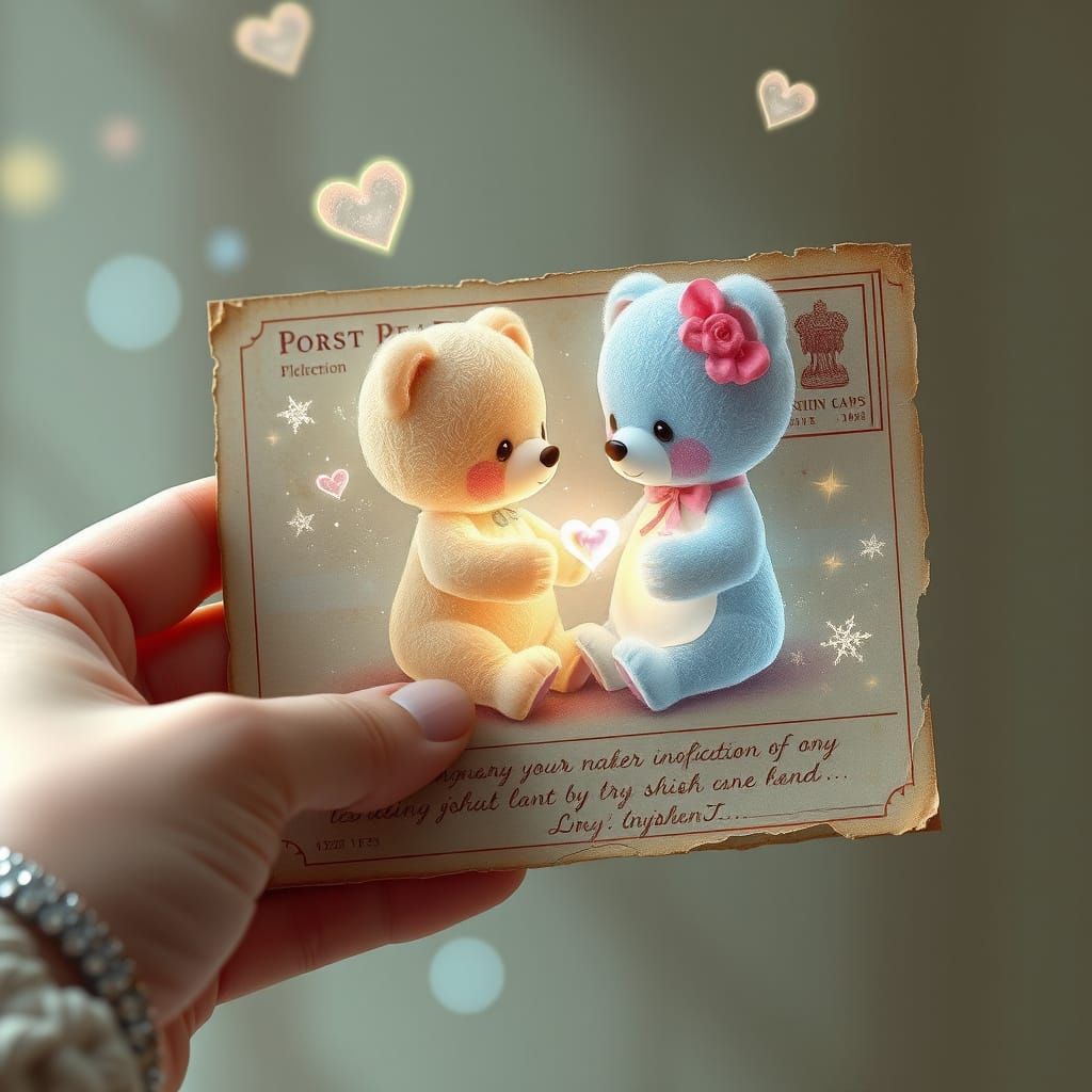 Delicate Hand Offers Heart to Shy Bioluminescent Teddybear