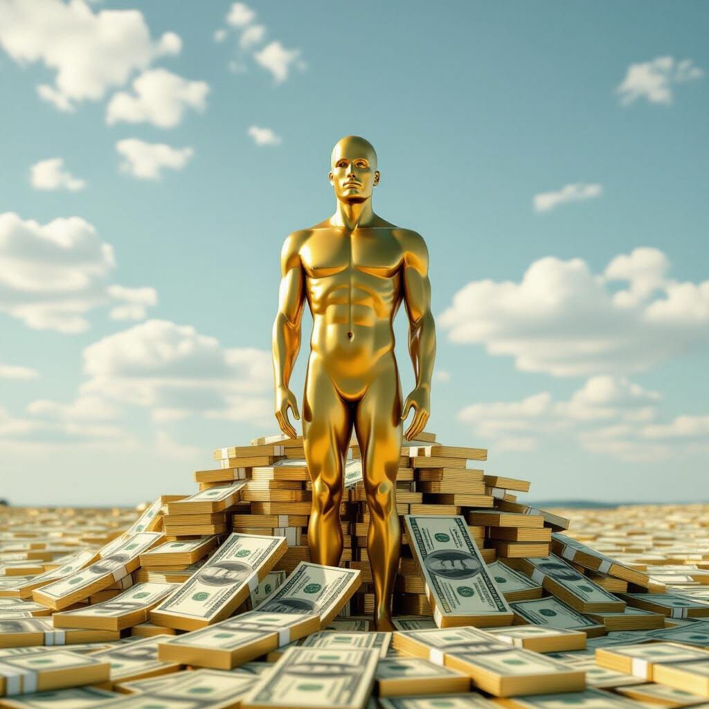 Golden Man Alone Amidst Riches