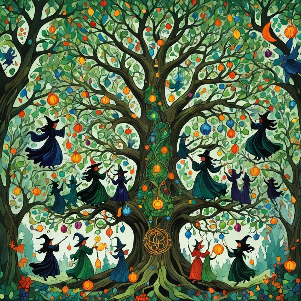 Witches Celebrate Glass Tree of Life